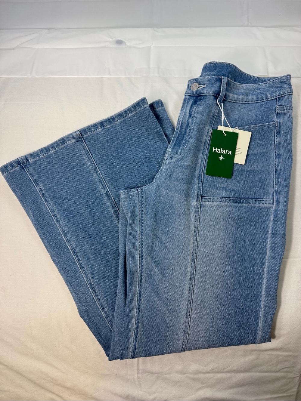 Halara Flex Denim Wide Leg Jeans Medium Stretch High Rise Light Wash - Picture 13 of 13